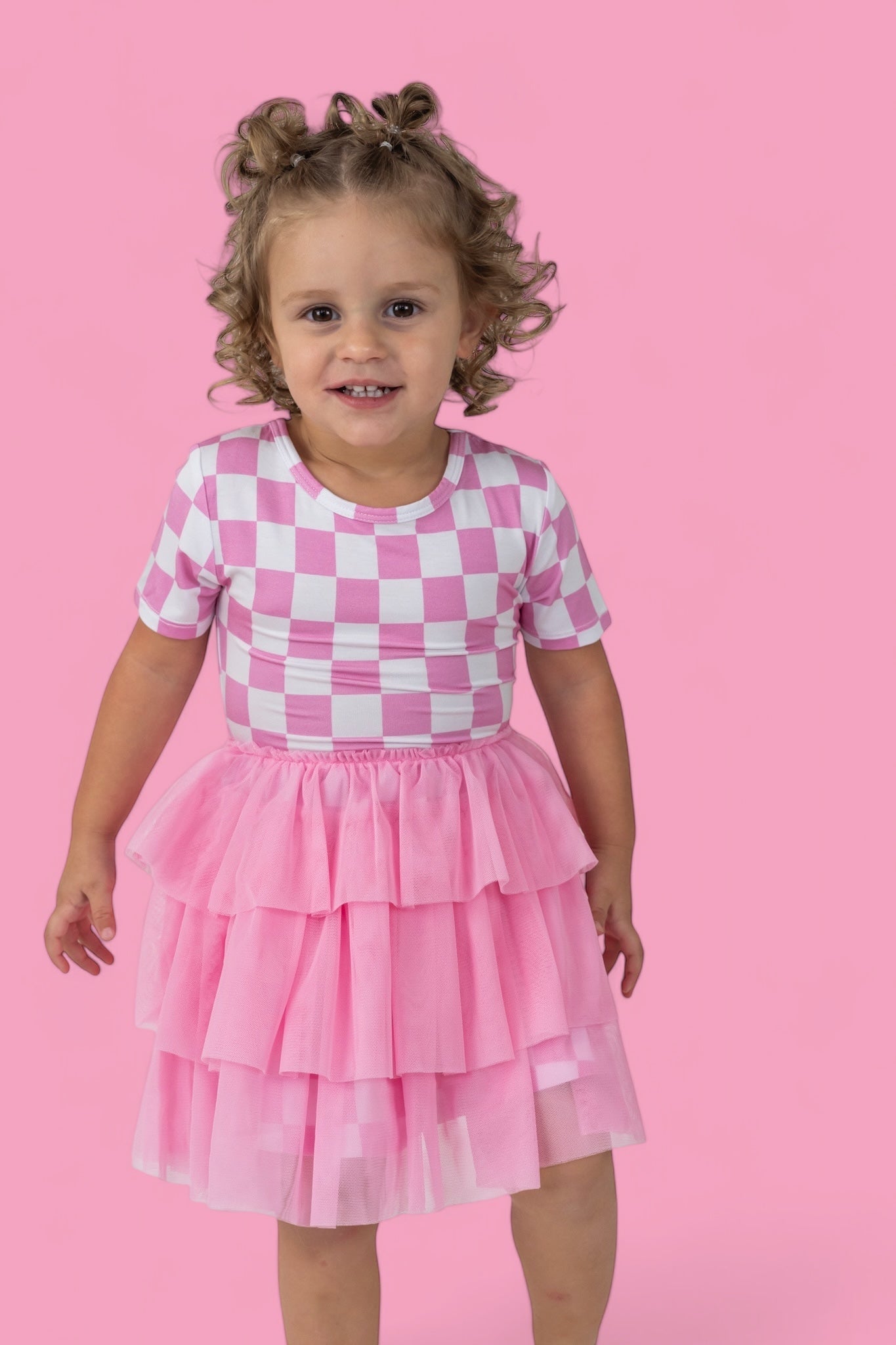 BUBBLEGUM CHECKERS DREAM TUTU DRESS