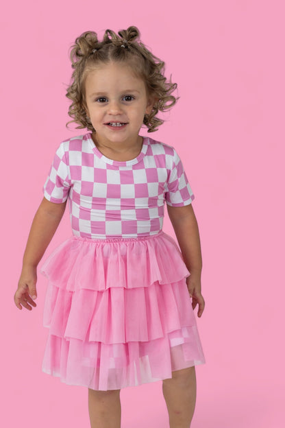 BUBBLEGUM CHECKERS DREAM TUTU DRESS