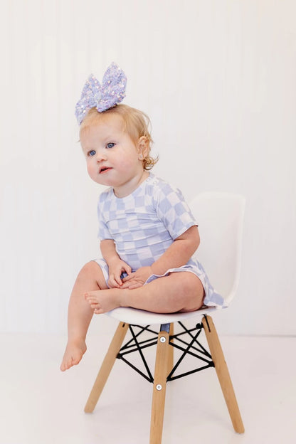 CLOUDY CHECKERS DREAM BODYSUIT DRESS