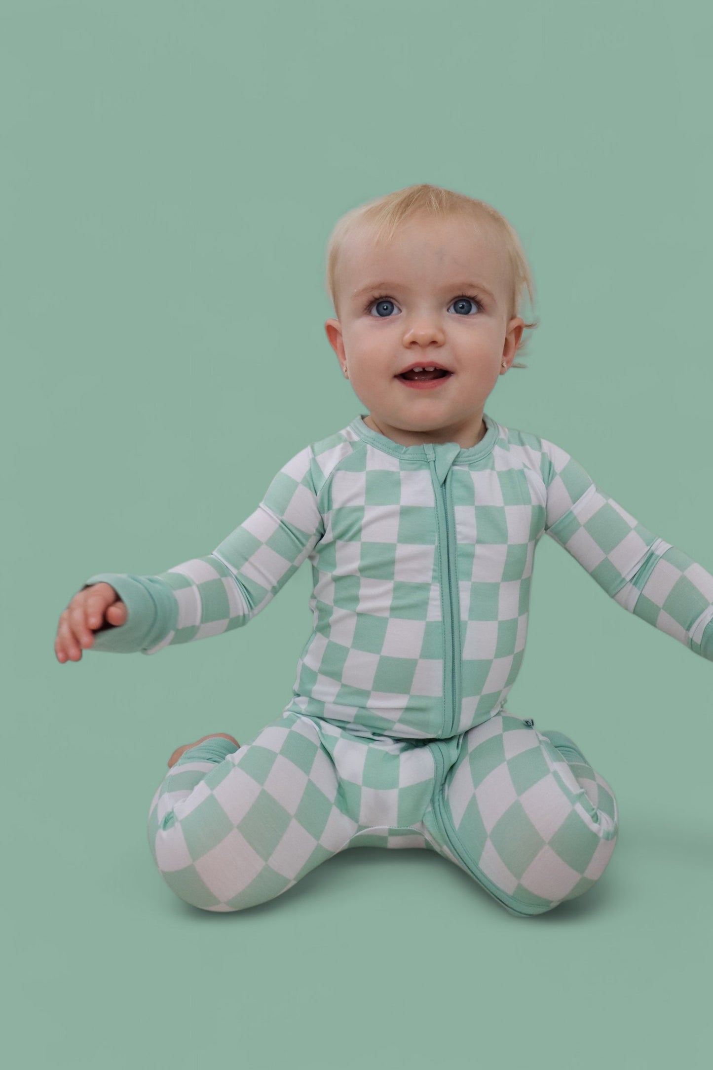 MINT CHECKERS DREAM ROMPER