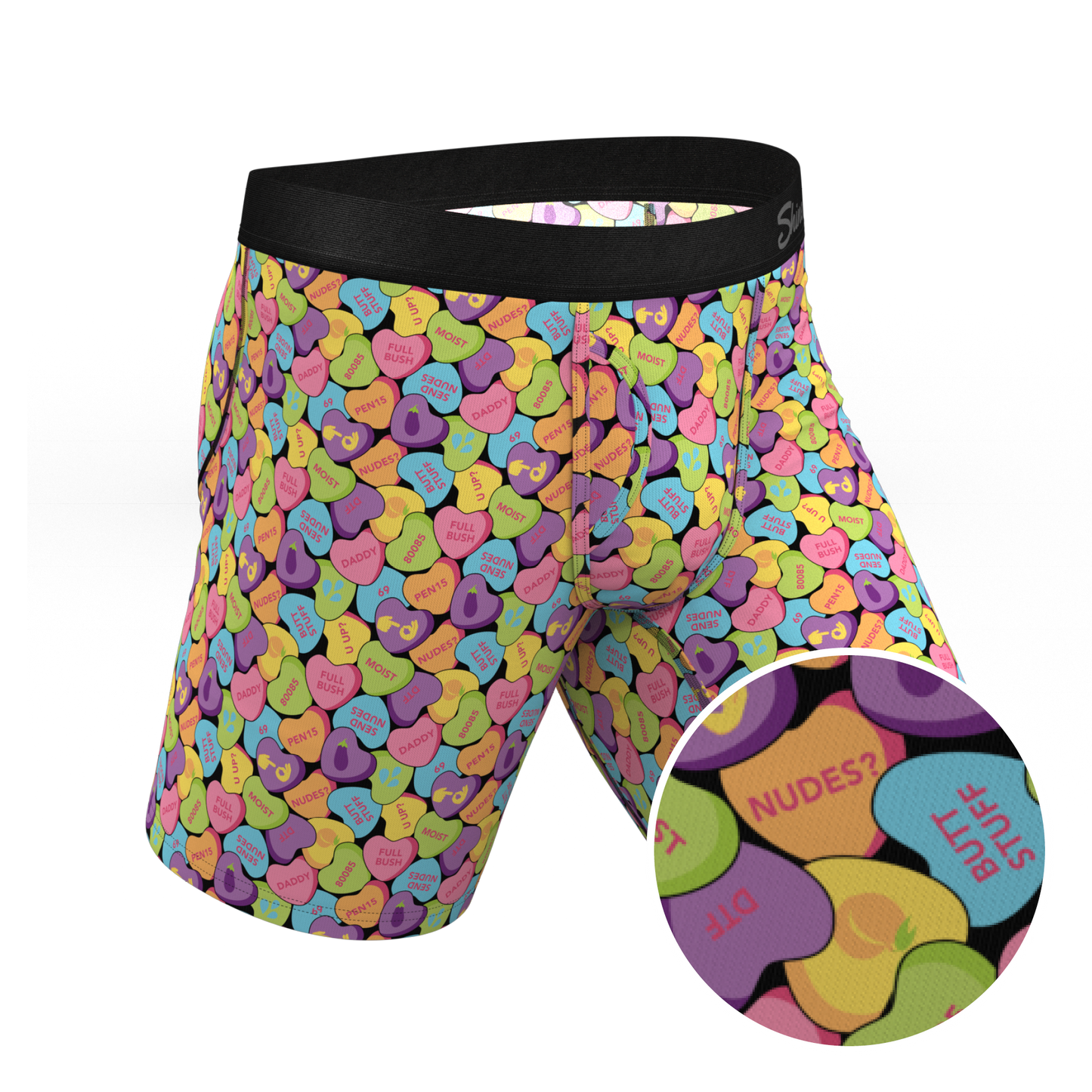 The Candy Crush | Candy Hearts Long Leg Ball Hammock® Pouch Underwear With Fly