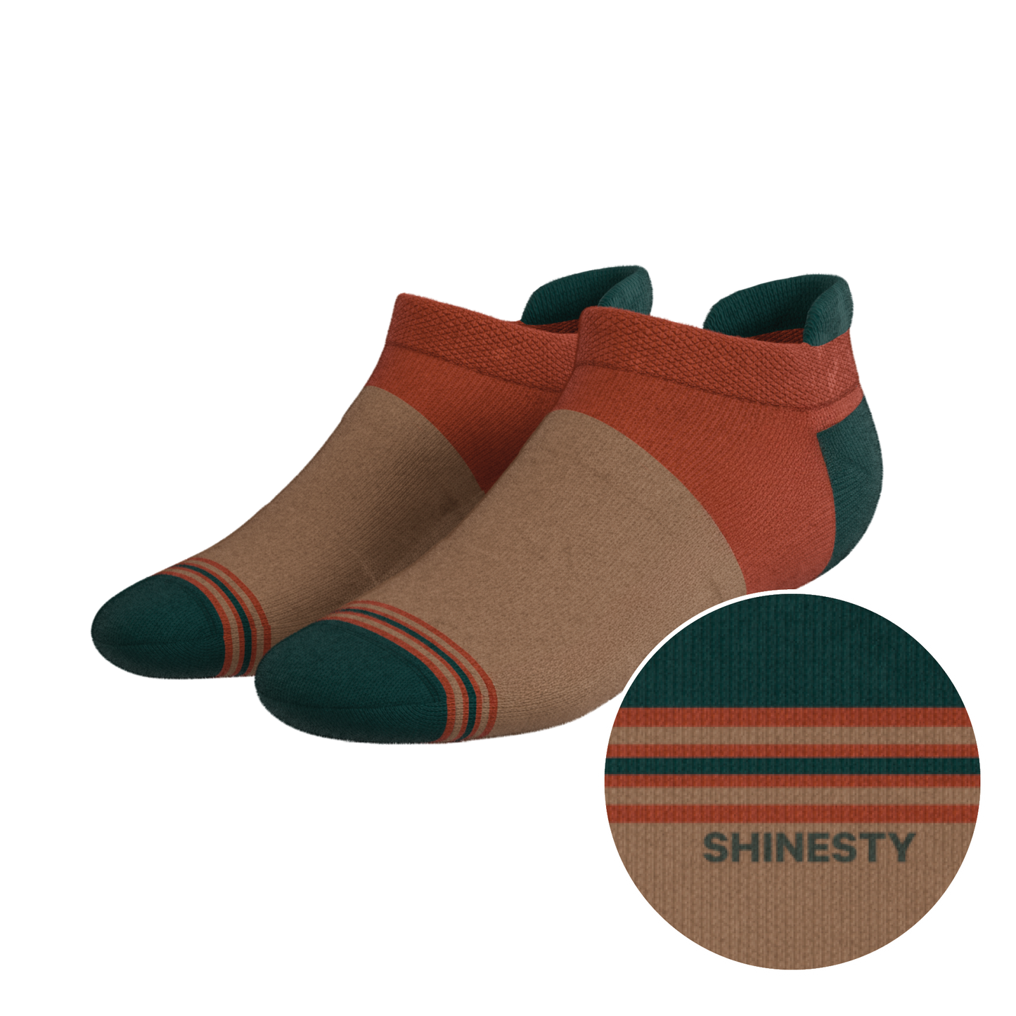 The Car Camper | Earth Tone Color Block Heel Hammock™ Ankle Socks