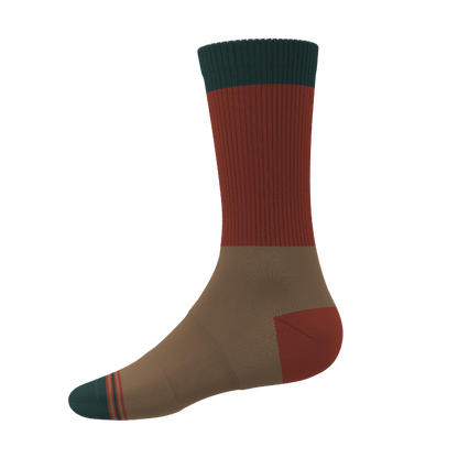 The Car Camper | Earth Tone Color Block Heel Hammock™ Crew Socks