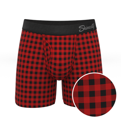 The Cardinal | Micro Buffalo Check Ball Hammock® Pouch Underwear With Fly