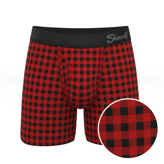 The Cardinal | Micro Buffalo Check Ball Hammock® Pouch Underwear With Fly