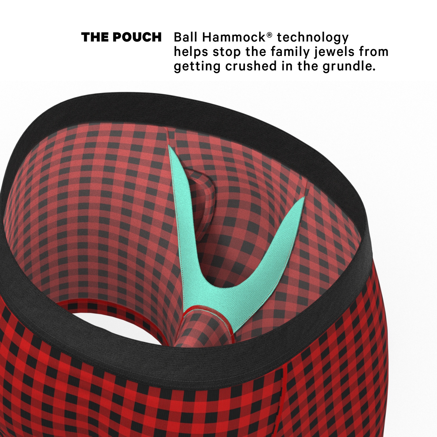 The Cardinal | Micro Buffalo Check Ball Hammock® Pouch Underwear With Fly