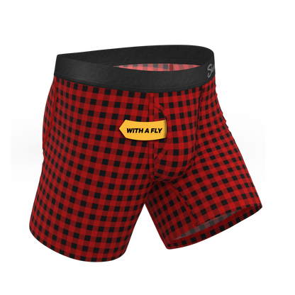 The Cardinal | Micro Buffalo Check Ball Hammock® Pouch Underwear With Fly