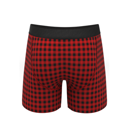 The Cardinal | Micro Buffalo Check Ball Hammock® Pouch Underwear With Fly