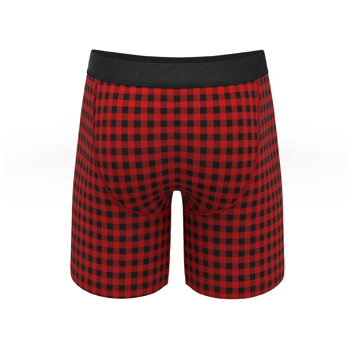 The Cardinal | Micro Buffalo Check Long Leg Ball Hammock® Pouch Underwear With Fly