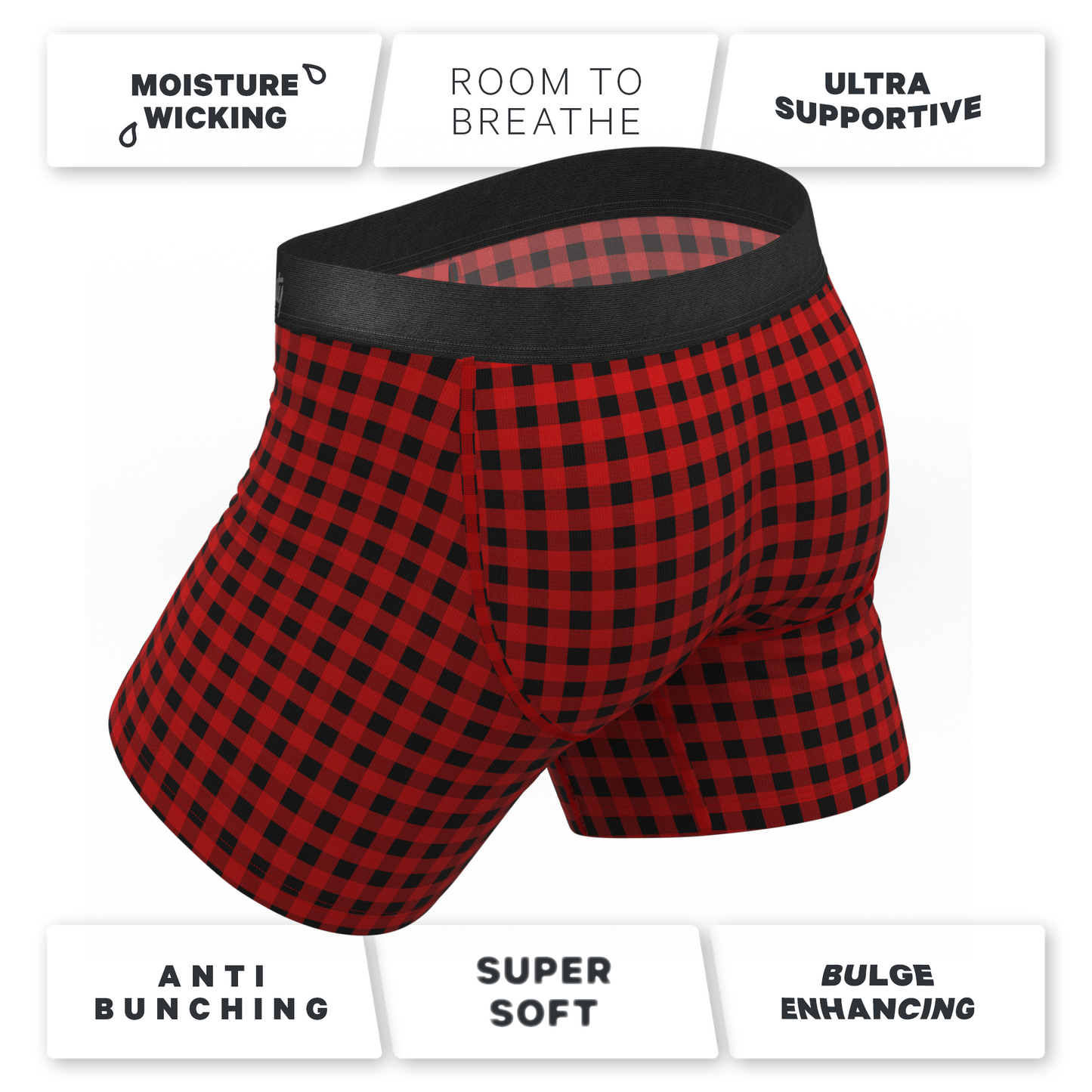 The Cardinal | Micro Buffalo Check Ball Hammock® Pouch Underwear