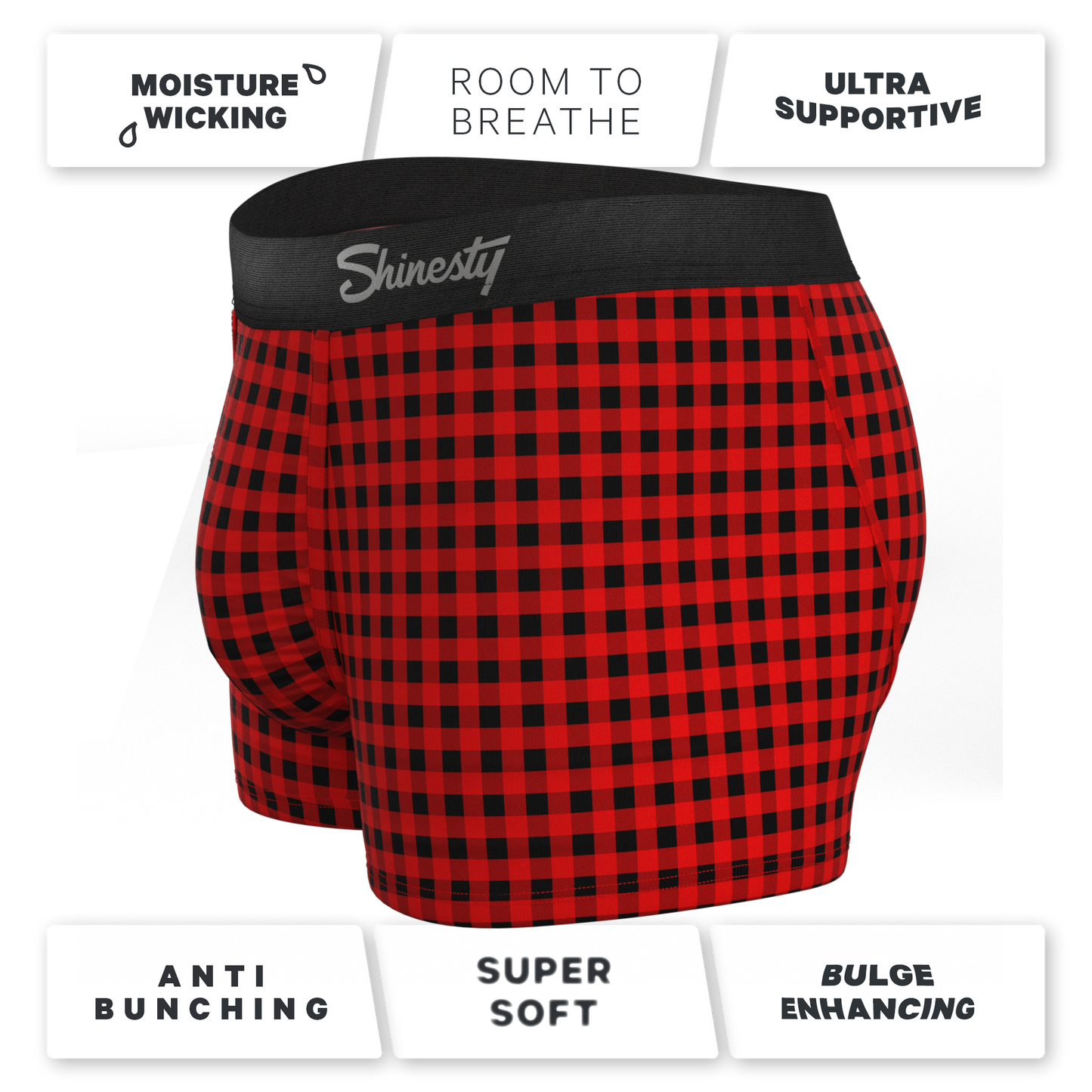 The Cardinal | Micro Buffalo Check Ball Hammock® Pouch Trunks Underwear