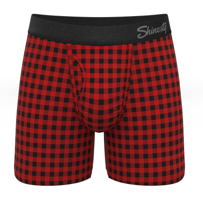 The Cardinal | Micro Buffalo Check Ball Hammock® Pouch Underwear With Fly