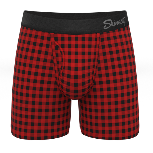 The Cardinal | Micro Buffalo Check Ball Hammock® Pouch Underwear With Fly