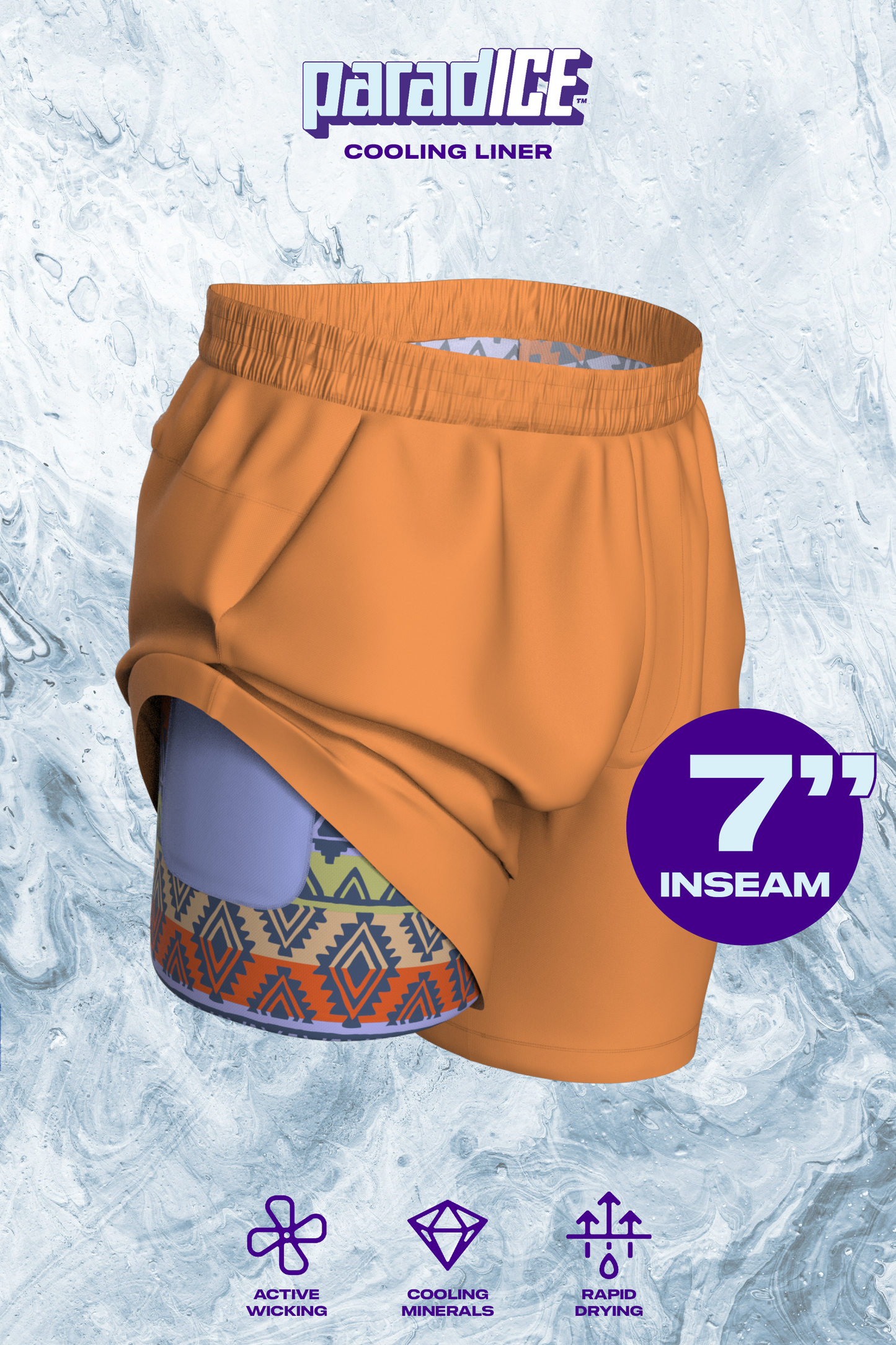 The Casual Thigh Day | Khaki Aztec Ball Hammock® 7 Inch Athletic Shorts