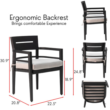 Aluminum Outdoor Patio Dining Chairs with Plush Cushions (Set of 4)