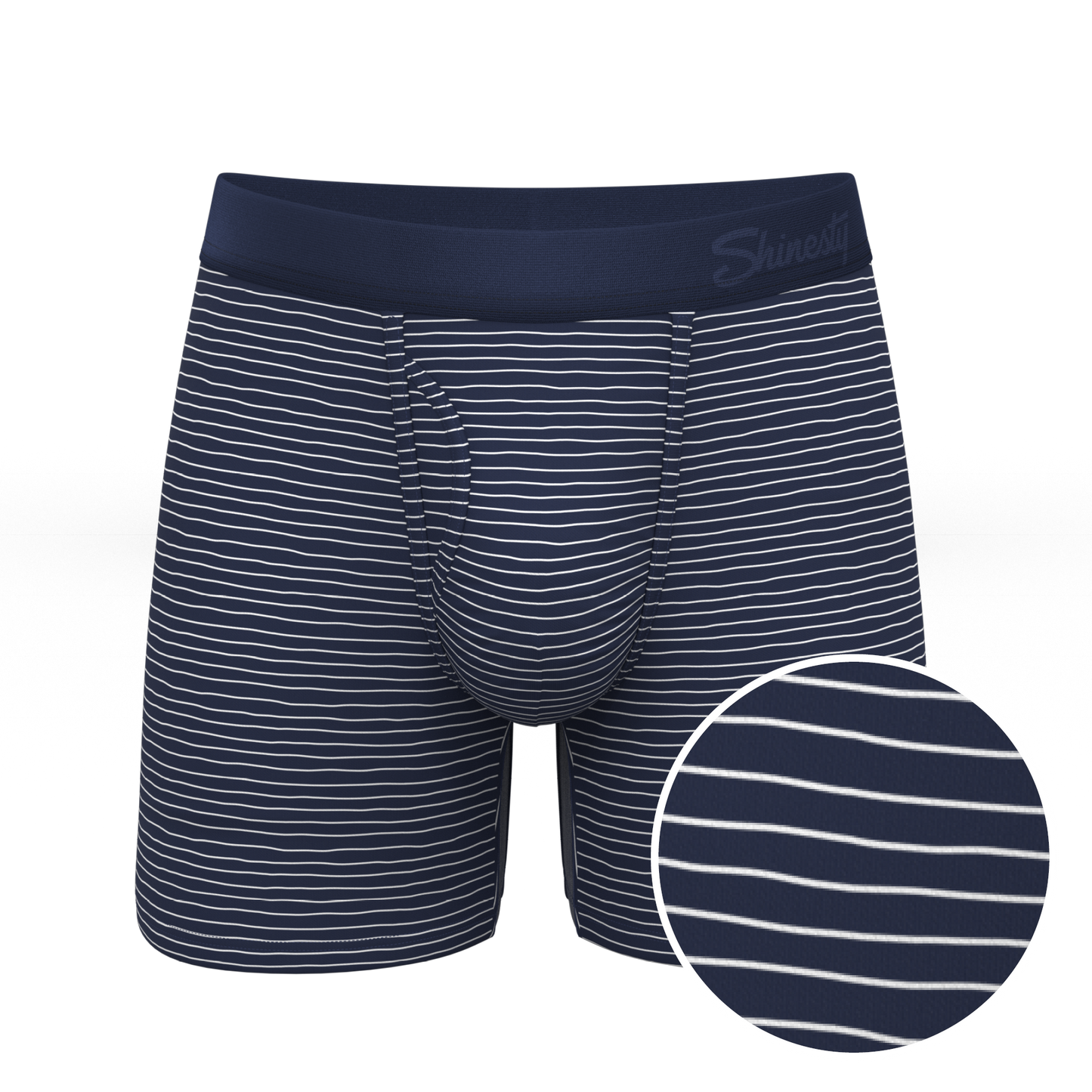 The Cheek Streak | White Stripe Ball Hammock® Pouch Underwear With Fly