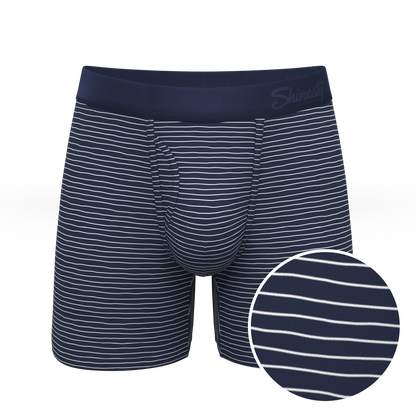 The Cheek Streak | White Stripe Ball Hammock® Pouch Underwear With Fly