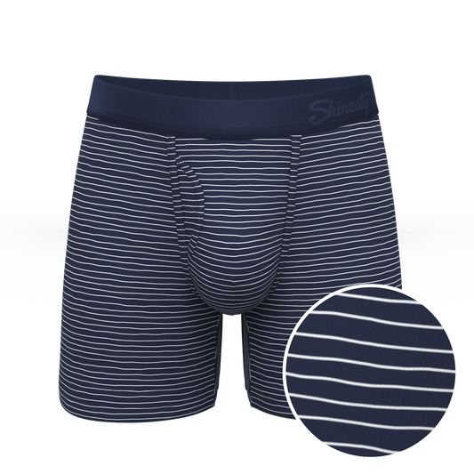 The Cheek Streak | White Stripe Ball Hammock® Pouch Underwear With Fly