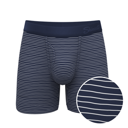 The Cheek Streak | White Stripe Ball Hammock® Pouch Underwear With Fly