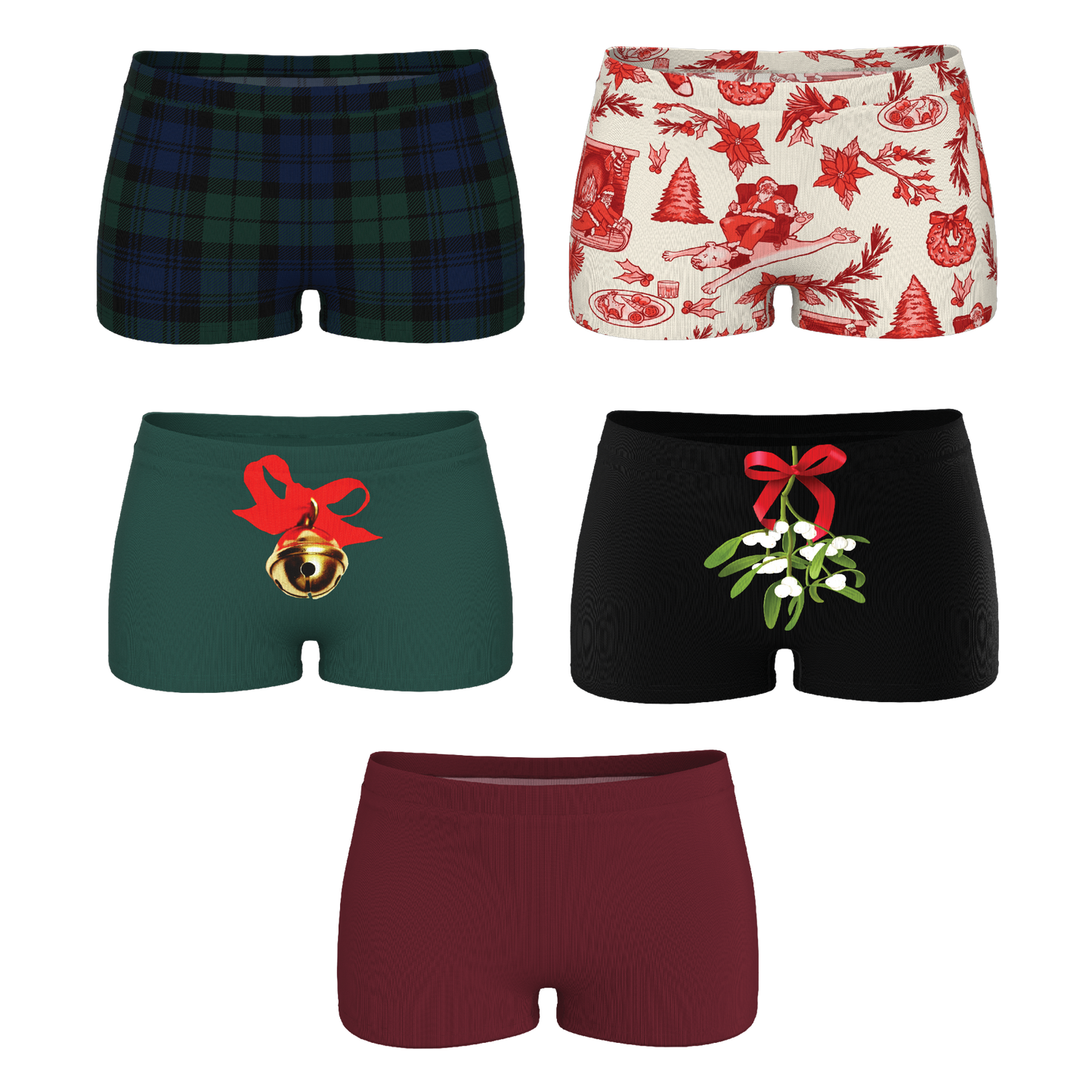 The Christmas Bundle | Boyshort Underwear 5 Pack