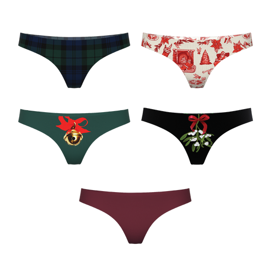 The Christmas Bundle | Women's Thong Underwear 5 Pack