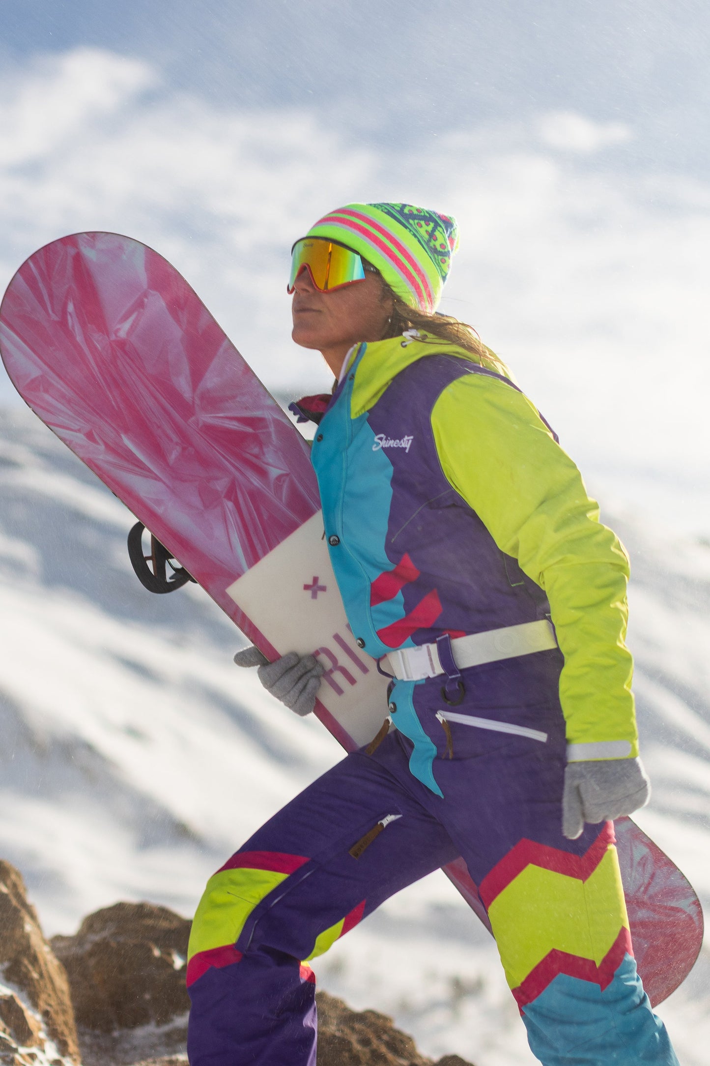 The Chute Your Shot | Neon Purple Retro Women's One Piece Ski Suit