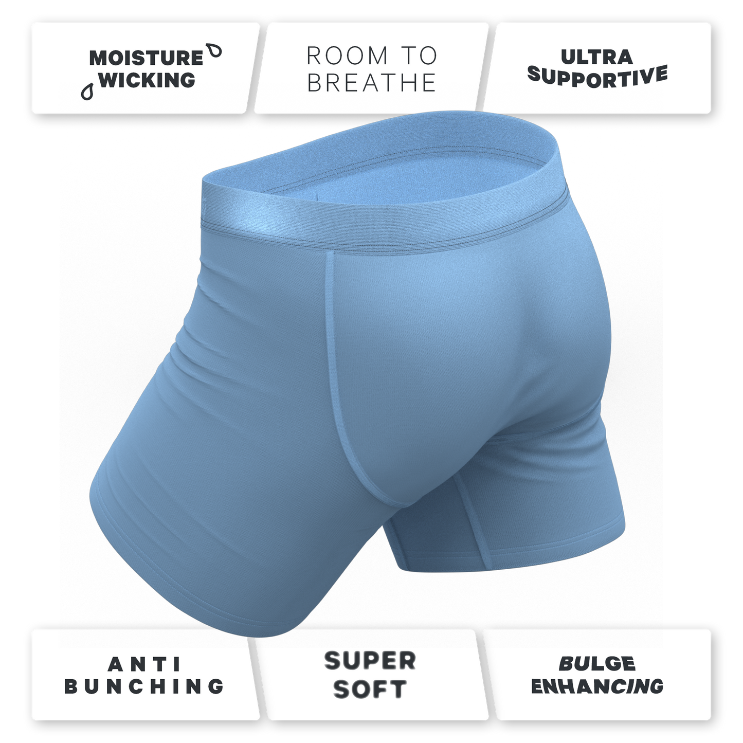 The Clear Skies | Light Blue Tonal Ball Hammock® Pouch Underwear With Fly