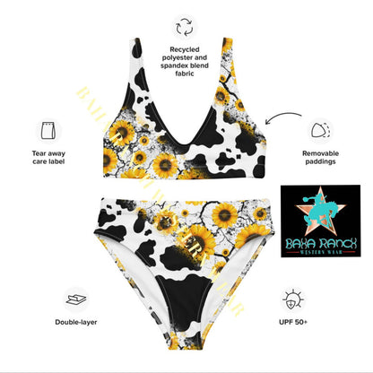 Yeehaw Cow Print Sunflower Bikini