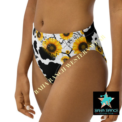 Yeehaw Cow Print Sunflower Bikini Bottom