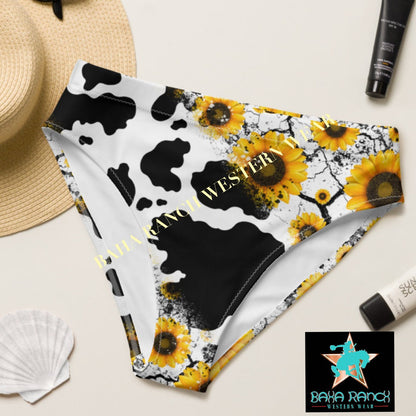 Yeehaw Cow Print Sunflower Bikini Bottom