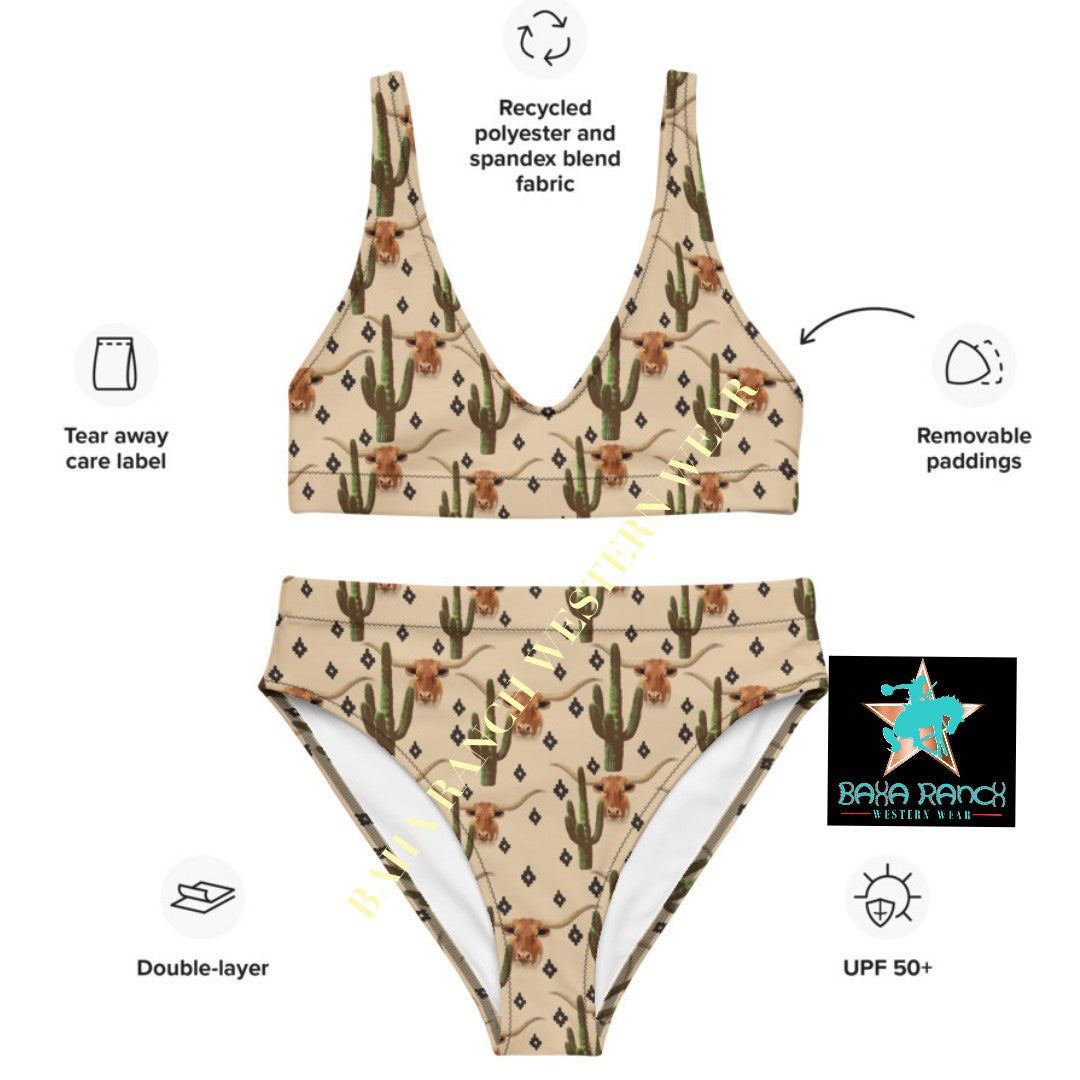 Yeehaw Longhorn Ranch Cactus Bikini