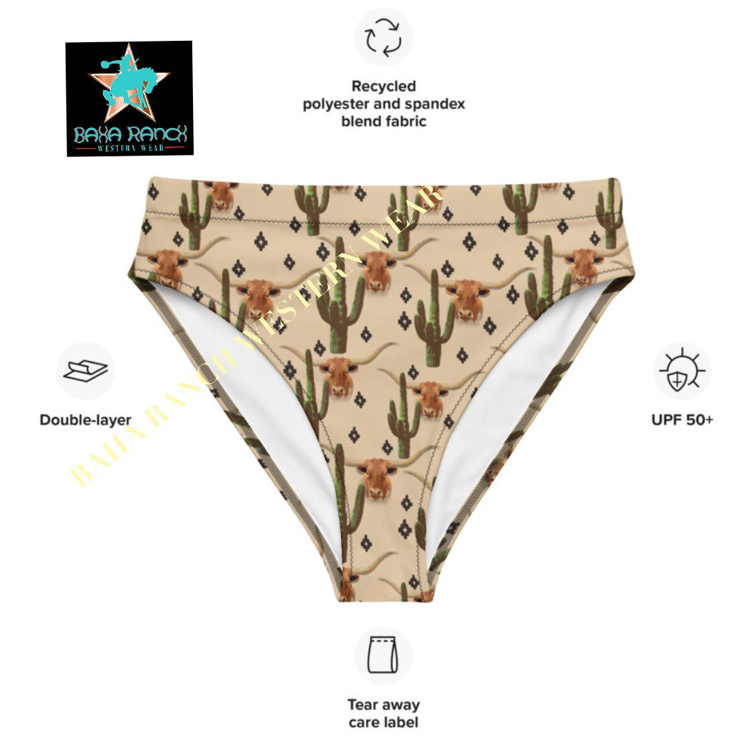 Yeehaw Longhorn Ranch Cactus Bikini Bottom