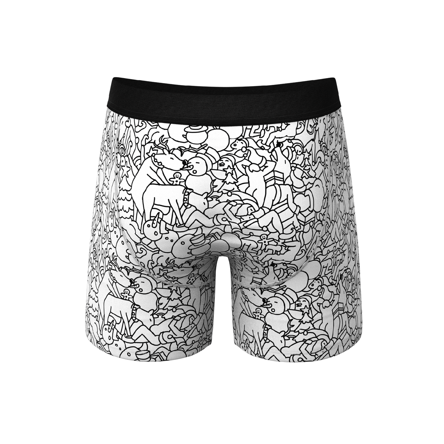 The Coloring Book | Outline Christmas Scene with Markers Ball Hammock® Pouch Underwear With Fly