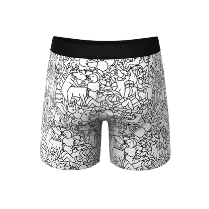 The Coloring Book | Outline Christmas Scene with Markers Ball Hammock® Pouch Underwear With Fly