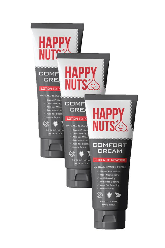 Happy Nuts Comfort Cream | Sweat and Odor Control Lotion 3 Pack