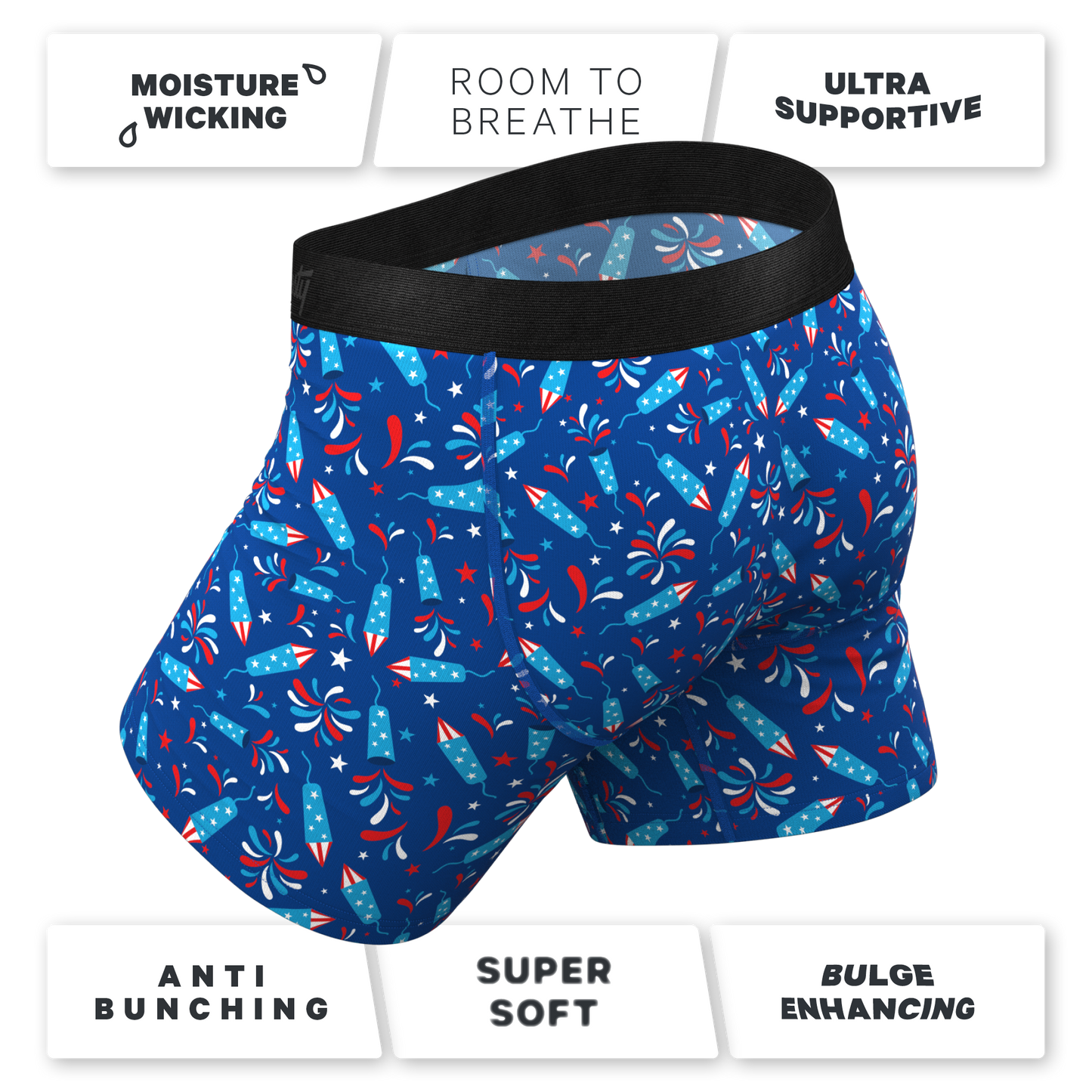 The Crotch Rocket | USA Firecracker Ball Hammock® Pouch Underwear With Fly