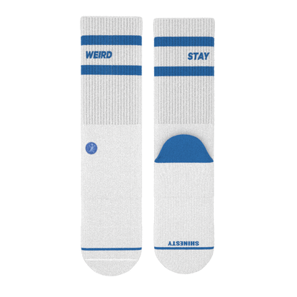 The Cruiser | Blue and White Stripe Heel Hammock™ Crew Socks