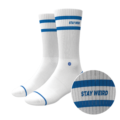 The Cruiser | Blue and White Stripe Heel Hammock™ Crew Socks