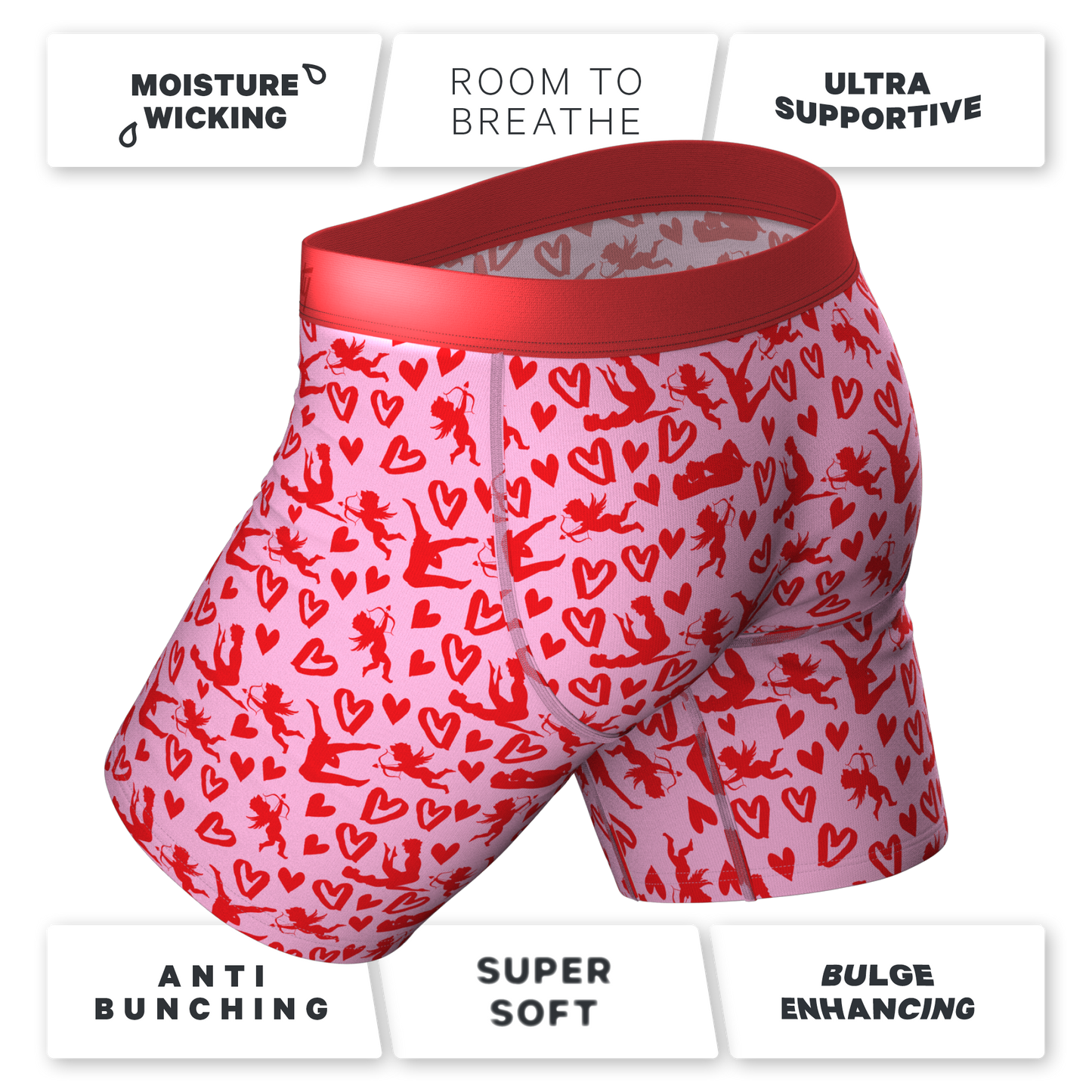 The Cupid Shuffle | Glow in the Dark Valentines Day Long Leg Ball Hammock® Pouch Underwear With Fly