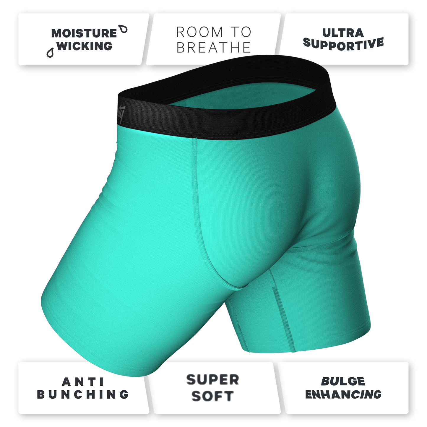 The Cyantific Theory | Turquoise Long Leg Ball Hammock® Pouch Underwear With Fly