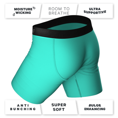 The Cyantific Theory | Turquoise Long Leg Ball Hammock® Pouch Underwear With Fly