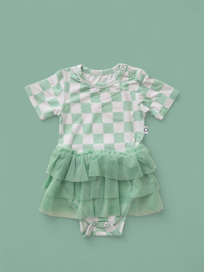 MINT CHECKERS DREAM TUTU BODYSUIT DRESS