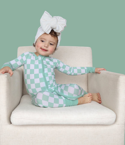 MINT CHECKERS DREAM ROMPER