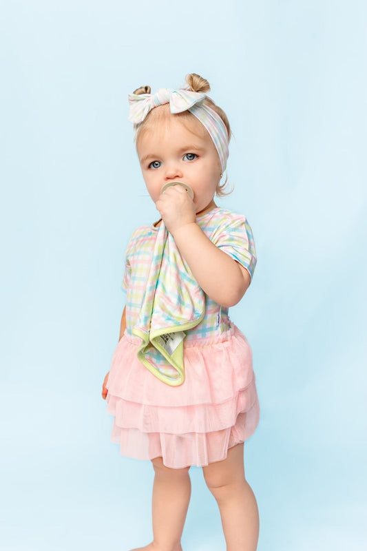 SPRING GINGHAM DREAM TUTU BODYSUIT DRESS