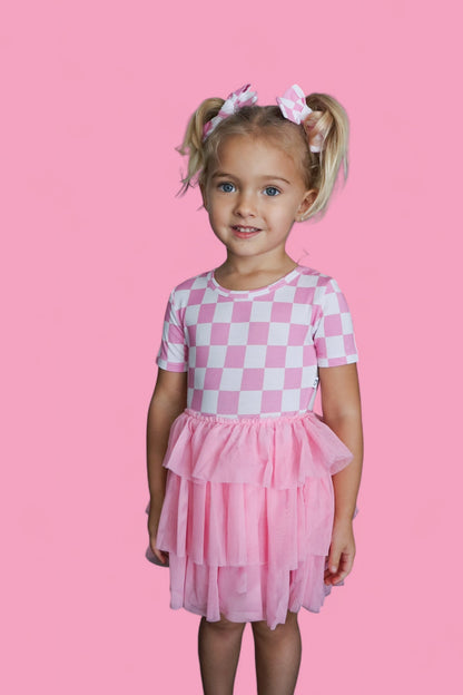 BUBBLEGUM CHECKERS DREAM TUTU DRESS