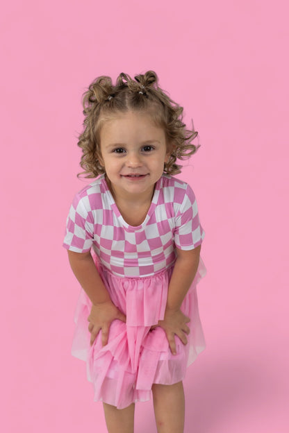 BUBBLEGUM CHECKERS DREAM TUTU DRESS