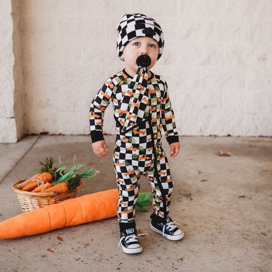 RACING CARROT CHECKERS DREAM ROMPER