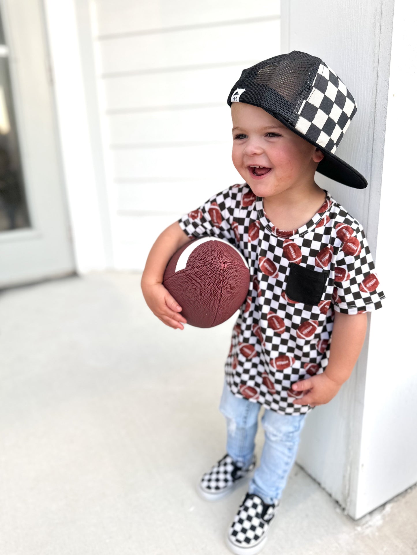 CHECKERED FOOTBALL DREAM POCKET TEE