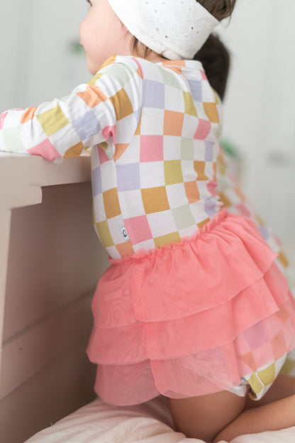 LUCKY CHARM CHECKS DREAM TUTU BODYSUIT DRESS