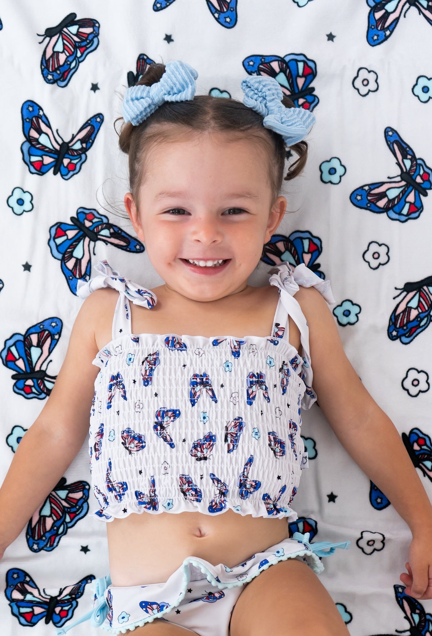 TATUM'S FREEDOM FLYERS DREAM SMOCKED TANKINI TWO PIECE SWIM SUIT